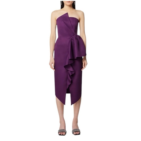 Elliatt - Reception Cascade Ruffle Strapless Cocktail Dress Sz M - Picture 1 of 10